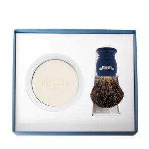 Coffret Blaireau, Bol et Savon - Bleu Ardoise-Plisson