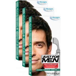 PACK 3 AUTOSTOP Châtain Foncé - Coloration Cheveux Homme-Just For Men