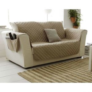 Boutis ou jet&eacute; de canap&eacute; universel piquage carreaux - Taupe