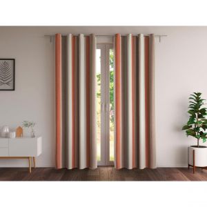 Rideau occultants thermiques chambray en coton rayé ALPS rouge