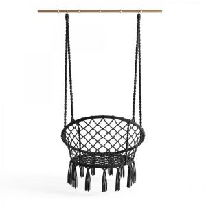 Fauteuil Suspendu en Macramé Noir 80x60x110 cm COCO