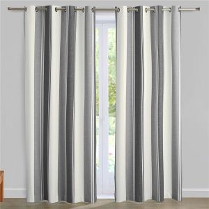 Rideau occultants thermiques chambray en coton ray&eacute; ALPS - gris