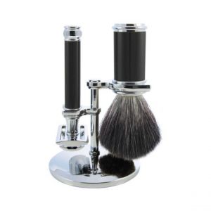 Ensemble Rasage &Eacute;b&egrave;ne - Blaireau + Rasoir + Support