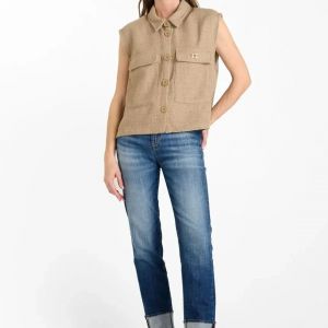 Veste sans manches en tweed ARLEY beige Cleo