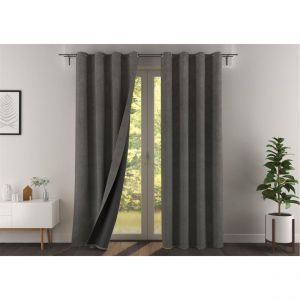 Rideau occultant velours thermique et phonique dos polaire ALASKA - gris anthracite