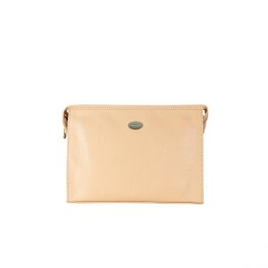 Trousse zippée cuir de buffle - finitions argenté pour femme rose nude -KID-BUNI