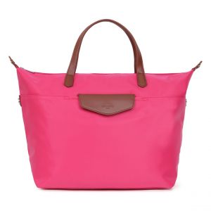 Sac cabas port&eacute; main - A4 - Fuchsia - Pop en nylon