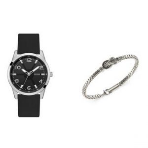 Coffret montre homme Guess Box Montre Et Bijou - JUBS05121JWSTS Bracelet Silicone Noir