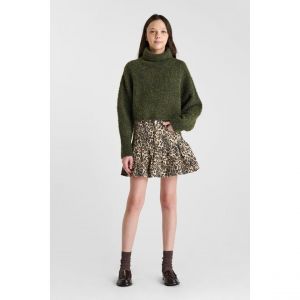 Jupe evas&eacute;e, patineuse en jeans marron Kali