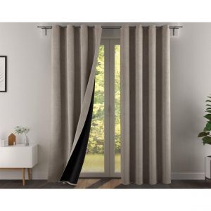 Rideau occultant velours thermique et phonique dos polaire ALASKA - Beige