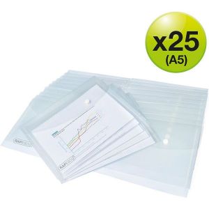 Lot de 25 pochettes A5 transparente fermeture bouton pression Rapesco - Occasion