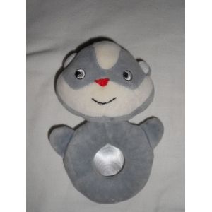 Doudou Peluche Hochet Grelot Raton Laveur Gris Blanc Anneau H&m H & M H Et M - Occasion