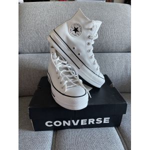 Converse Blanche Cuir Blanc 40 Semelles Plate-Forme - Occasion