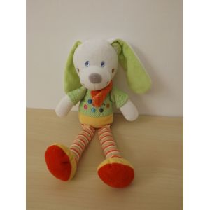 Doudou Lapin Chien Multicolore Ronds Mots D'enfants - Occasion