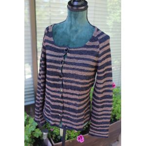 Beau Gilet Neuf Aldo Martin's À Rayures En Maille Fine Noire/Marron.Taille Étiquetèe:40. - Occasion