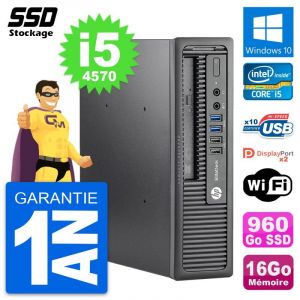 Mini PC HP EliteDesk 800 G1 USDT Core i5-4570 RAM 16Go SSD 960Go Windows 10 Wifi - Occasion