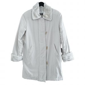 Manteau Ecru. Blanc Cassé. Col Et Manches Fausse Fourrure. La Boutique. Polyester. Taille 38 - Occasion