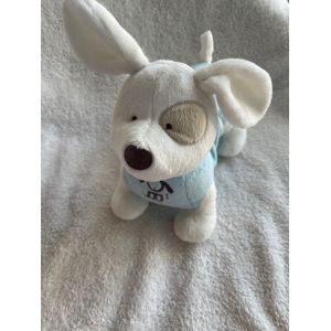Doudou Peluche Chien Obaibi Blanc Et Bleu - Occasion