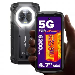 Ulefone Armor Mini 20T Pro 5G 4.7" Imagerie Thermique Android 14 16 Go + 256 Go 50MP+32MP 6200mAh 33W Dual SIM/NFC/GPS - Noir - Occasion