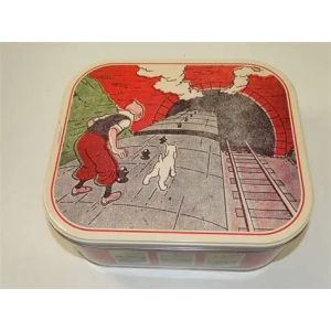 Boite tintin boite &agrave; Biscuits Delacre Tintin Le Petit Vingti&egrave;me, train - Occasion