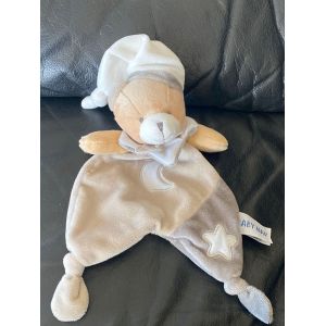 DOUDOU PLAT OURS BABY NAT LES LUMINESCENTS &Eacute;TOILE LUNE MARRON GRIS 25 CM - Occasion