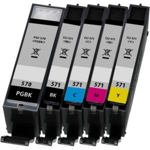 Pack de 5 Cartouches 570/571 XL Compatibles pour Imprimante CANON 570/571 XL - Occasion