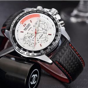 Montre Homme Quartz Sport De Luxe Mécanisme Japonais Bracelet Cuir Megir Top Qualité - Occasion
