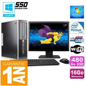 PC HP Compaq 6000 Pro SFF Intel E6300 Ram 16Go Disque 480 Go SSD Wifi Ecran 19 - Occasion