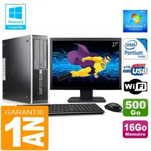 PC HP Compaq 6000 Pro SFF Intel E6300 Ram 16Go Disque 500 Go Wifi W7 Ecran 27 - Occasion