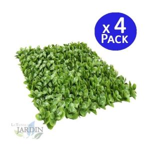 4 x Mur V&eacute;g&eacute;tal Artificiel Brise-Vue Verdissement Balcon Cl&ocirc;ture de Jardin, avec Treillis, 50 x 50 cm - Occasion