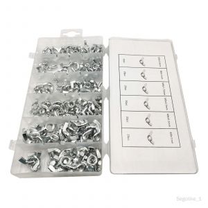 Kit d' d'écrous à ailettes papillon 150 pièces, avec boîte de rangement, écrous à main papillon en acier inoxydable, quincaillerie argentée, pièces de fixation de vis - Occasion