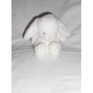 Doudou Peluche H&m Lapin H Et M Blanc Poilu Assis 14cm Sans Les Oreilles Creme Ecru Beige H & M - Occasion