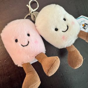 Peluche porte-cl&eacute; JellyCat Chamallows rose t blanc - Occasion