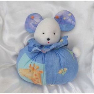 Doudou Peluche Souris Boule Musical Blanc Bleu Fleur Atelier Imagine - Occasion
