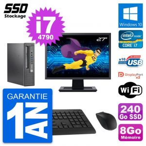 Mini PC HP 800 G1 USDT Ecran 27" Intel i7-4790 RAM 8Go SSD 240Go Windows 10 Wifi - Occasion