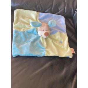 Chien DOUKIDOU doudou plat bleu et vert voiture 26*26cm - Occasion