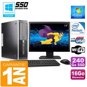 PC HP Compaq 6000 Pro SFF Intel E6300 Ram 16Go Disque 240 Go SSD Wifi Ecran 19 - Occasion