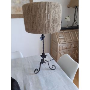 Lampe Fer Forgé Et Abat-Jour Corde - Occasion