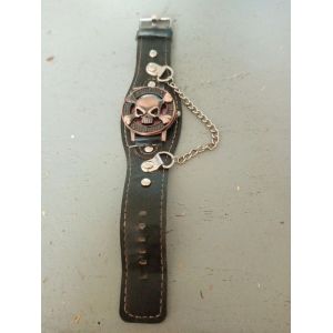 Bracelet Montre Tête De Mort - Fonctionne Avec Pile - Bracelet 22 Cm De Long - Occasion