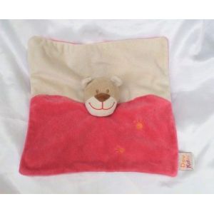 Doudou Peluche Plat Ours Beige Ecru Rose Empreintes Doukidou - Occasion