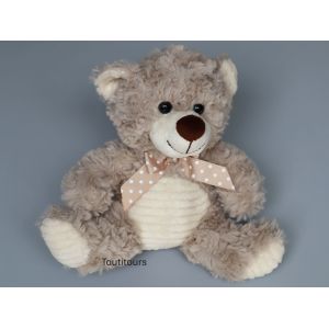 Doudou ours peluche beige marron pois blanc Max & Sax - Occasion