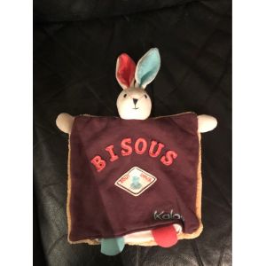 Doudou Kaloo Lapin Violet Lapinou BisousOreilles Bleu Et Rouge 20 CmBisou Plat - Occasion