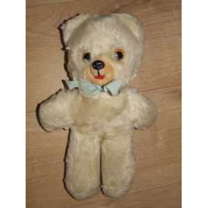 Ours KuschelKuschelwelch Bär Bear Blanc Beige Ancien Vintage Langue Feutrine Feutre 34 Cm - Occasion