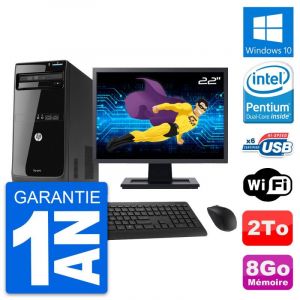 PC Tour HP Pro 3400 MT Ecran 22" Pentium G630 RAM 8Go Disque 2To Windows 10 Wifi - Occasion