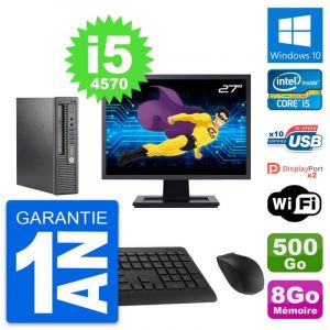 Mini PC HP 800 G1 USDT Ecran 27" i5-4570 RAM 8Go Disque 500Go Windows 10 Wifi - Occasion