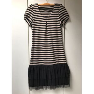 Robe Rayée Noire Avec Tulle - Taille 36 - Occasion