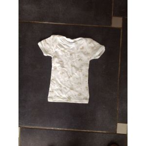 T-Shirt Petit Bateau Manches Courtes 18 Mois Blanc Imprimé Bébé Dans Une Bouée - Occasion