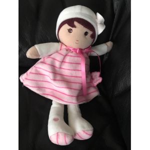 Doudou Poupée Blanc Rose Rayé Coeurs Kaloo 25cm - Occasion