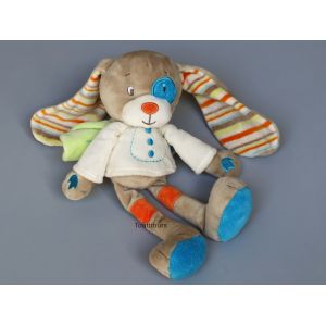 Doudou lapin beige cocard bleu feuille verte Tex Baby - Occasion
