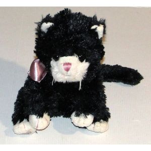 doudou chat noir et blanc bukowski peluche 22 cm - Occasion